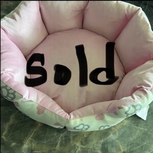 Pink Pet Bed with Paw Print Design